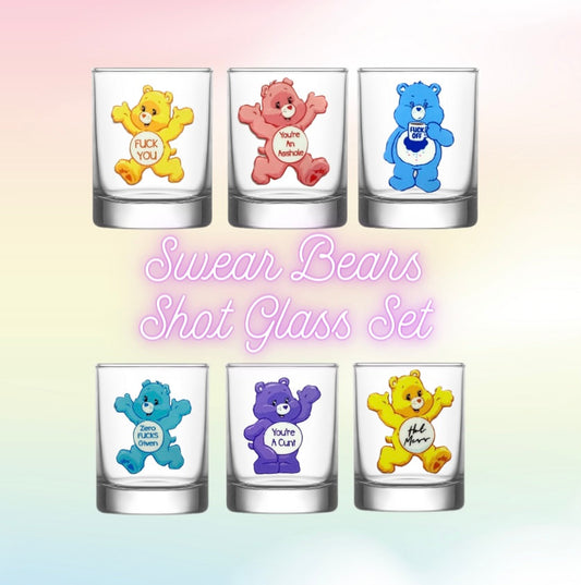 Swear Bears Shot Glasses Set x4